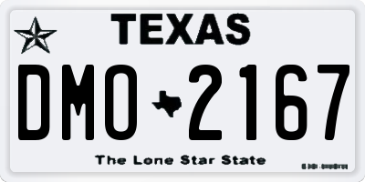 TX license plate DMO2167