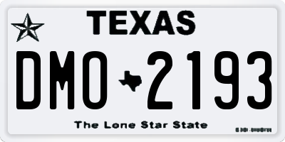 TX license plate DMO2193