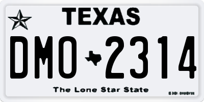 TX license plate DMO2314