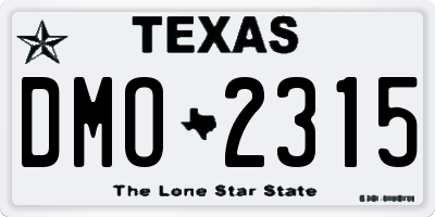 TX license plate DMO2315