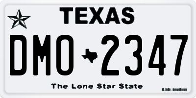 TX license plate DMO2347