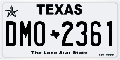 TX license plate DMO2361