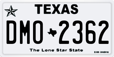 TX license plate DMO2362