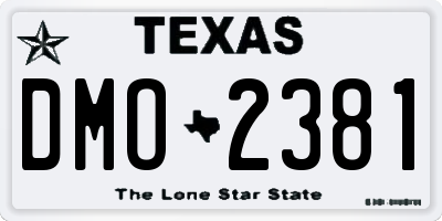 TX license plate DMO2381