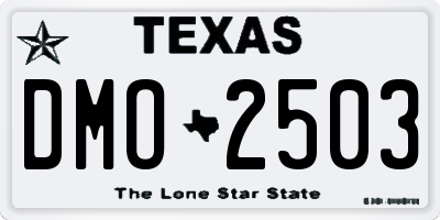 TX license plate DMO2503
