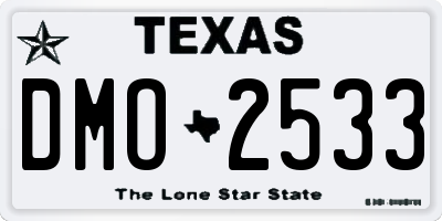 TX license plate DMO2533