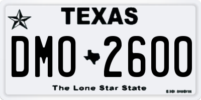 TX license plate DMO2600