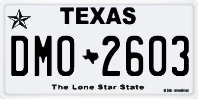 TX license plate DMO2603