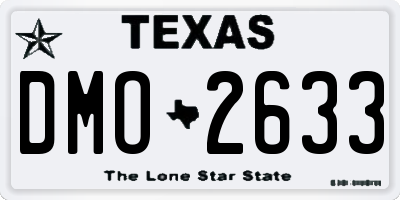 TX license plate DMO2633