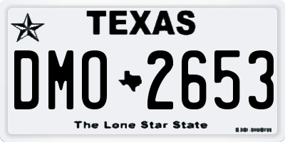 TX license plate DMO2653
