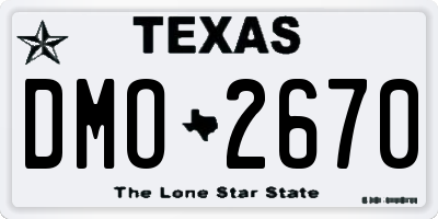 TX license plate DMO2670