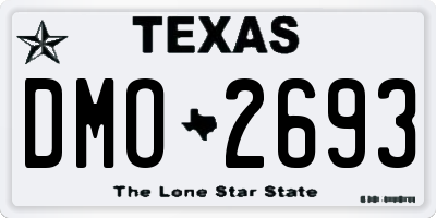 TX license plate DMO2693