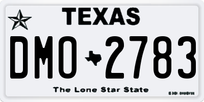 TX license plate DMO2783