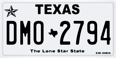 TX license plate DMO2794