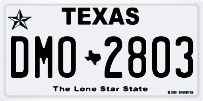 TX license plate DMO2803