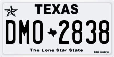 TX license plate DMO2838