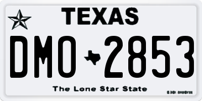 TX license plate DMO2853