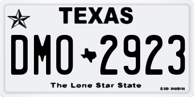 TX license plate DMO2923
