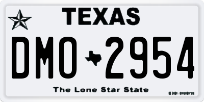 TX license plate DMO2954