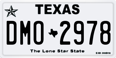 TX license plate DMO2978