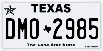 TX license plate DMO2985