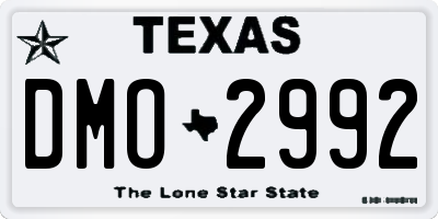 TX license plate DMO2992