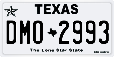 TX license plate DMO2993