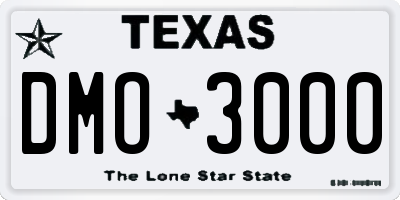 TX license plate DMO3000