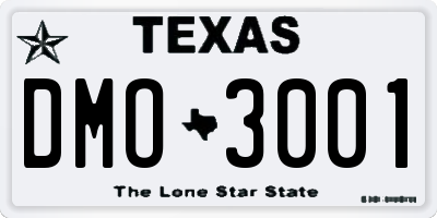 TX license plate DMO3001
