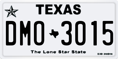 TX license plate DMO3015