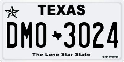 TX license plate DMO3024