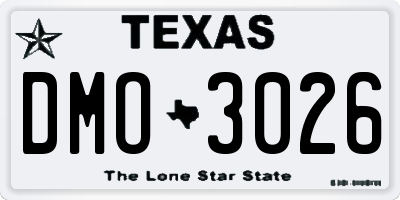 TX license plate DMO3026