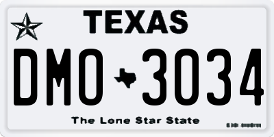 TX license plate DMO3034