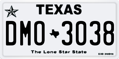 TX license plate DMO3038