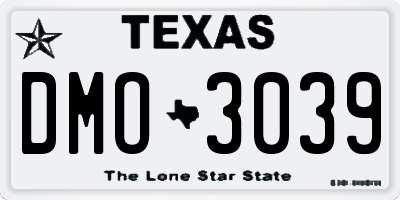 TX license plate DMO3039