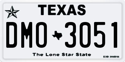 TX license plate DMO3051