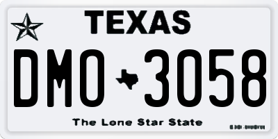 TX license plate DMO3058