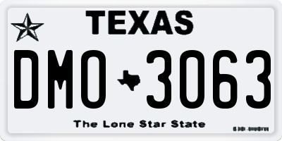 TX license plate DMO3063