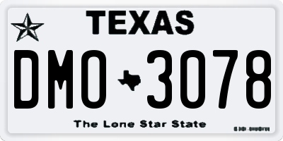 TX license plate DMO3078