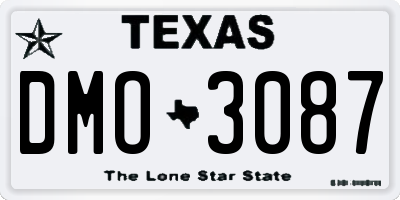 TX license plate DMO3087
