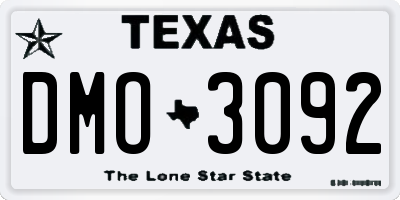 TX license plate DMO3092