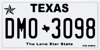 TX license plate DMO3098