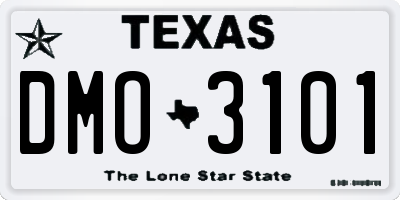 TX license plate DMO3101
