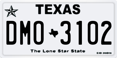 TX license plate DMO3102