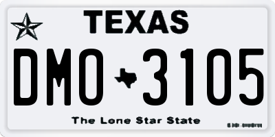TX license plate DMO3105