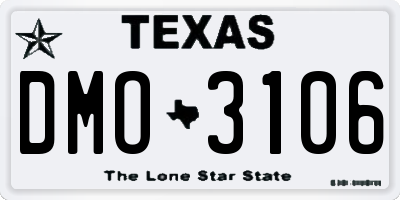 TX license plate DMO3106