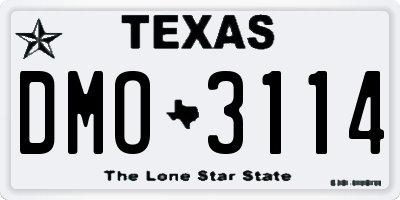TX license plate DMO3114