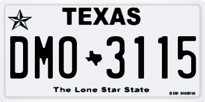 TX license plate DMO3115