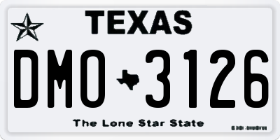 TX license plate DMO3126