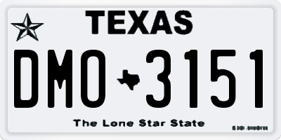 TX license plate DMO3151